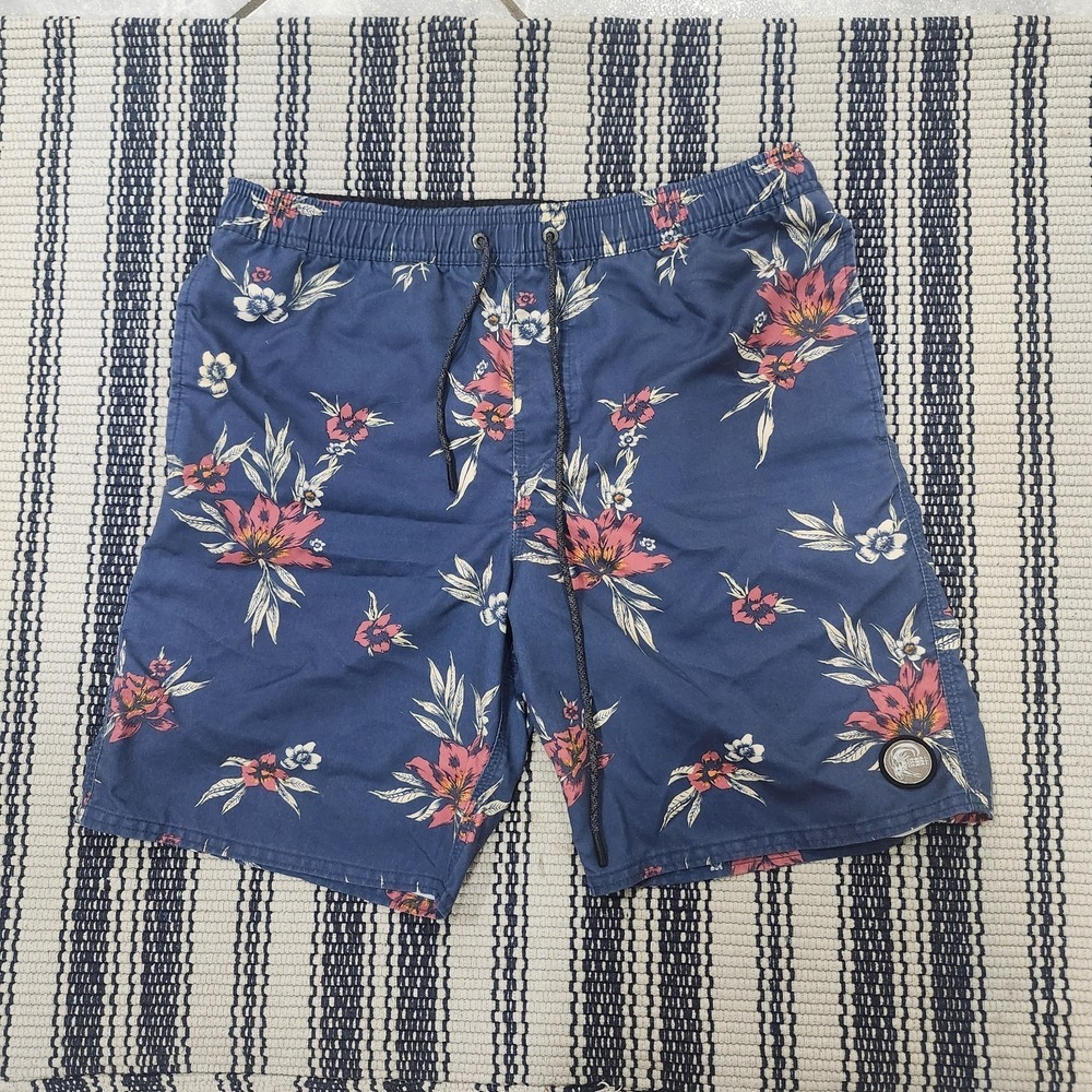 ONeill Cruzers Board Shorts Mens XL Blue Floral Drawstring Hybrid Swim Beach